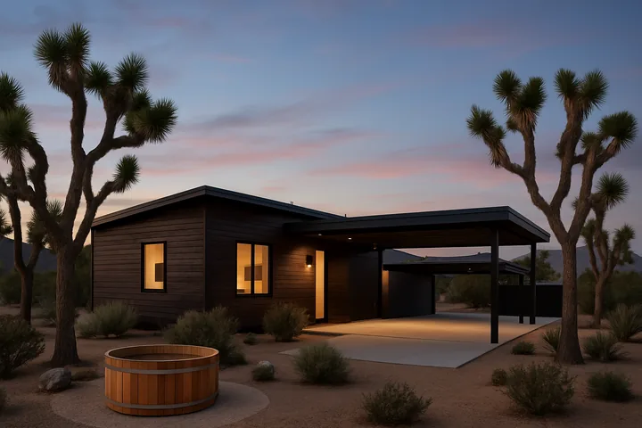 Illustrative Joshua Tree national park adjacent contemporary home