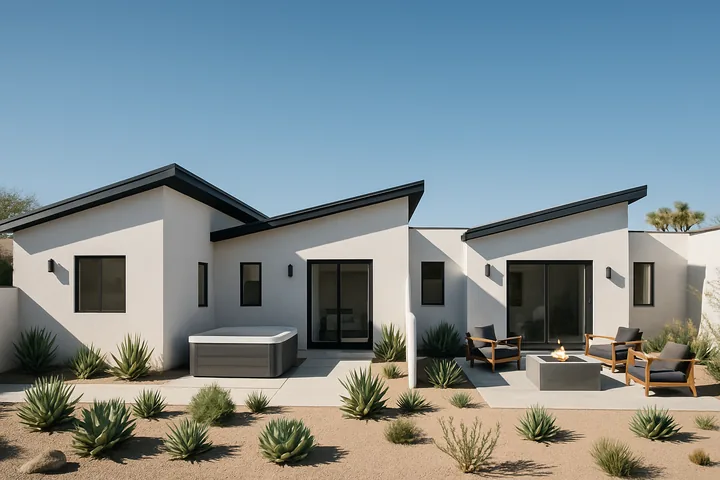 Illustrative Joshua Tree small modern townhome compound